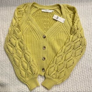astr the label yellow knit cardigan